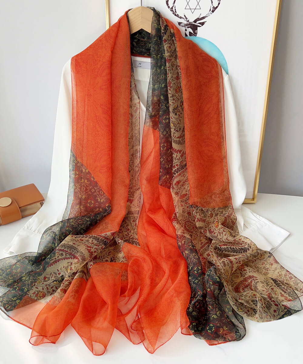 Orange Printed Chiffon Scarf – view 2