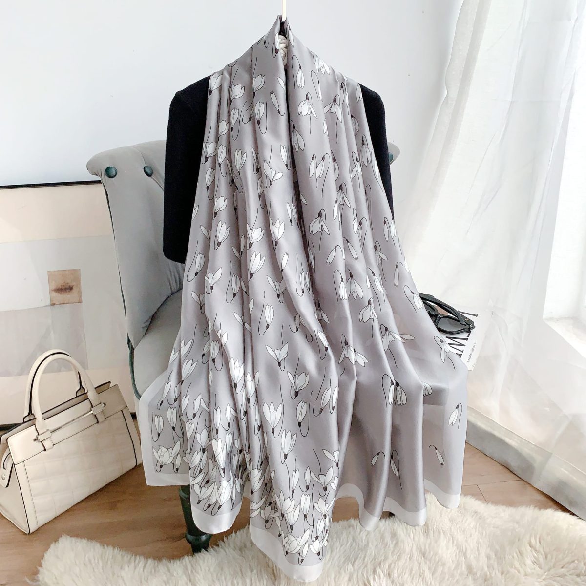 Filigree Printed Silk Scarf – view 2