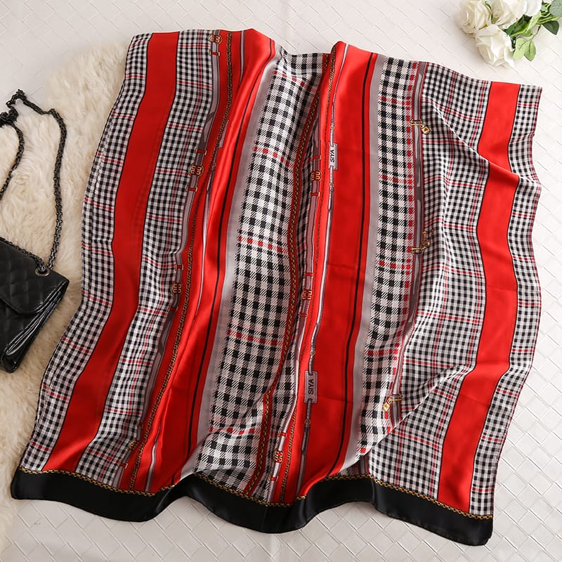 Red Radiant Printed Silk Scarf 2 – view 2