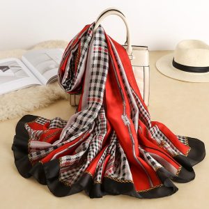 Red Radiant Printed Silk Scarf 2 – HeadScarf.pk