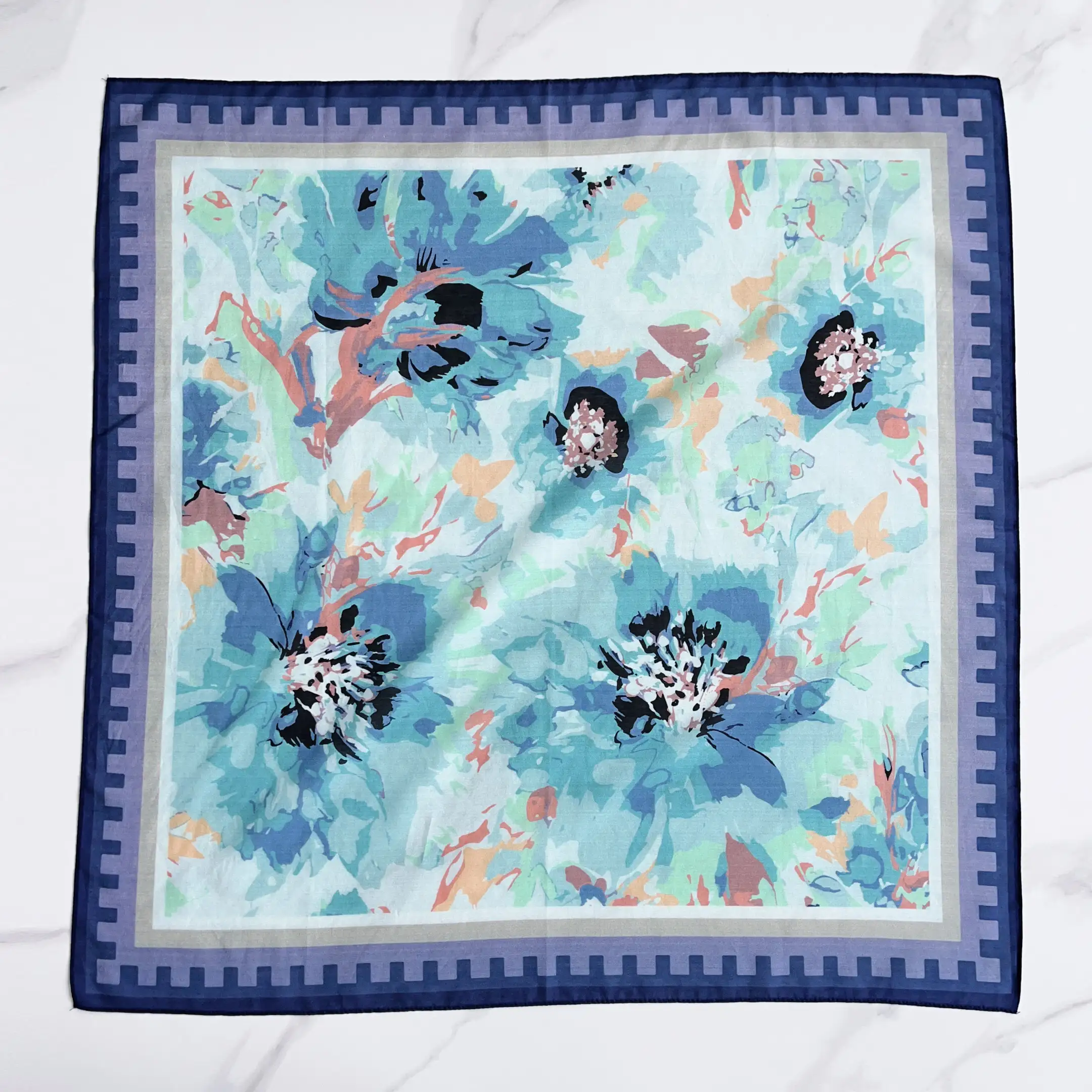 Blue Cotton-Blend Bandana Scarf – view 2