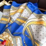 Blue Royal Satin Silk Head Scarf – view 4