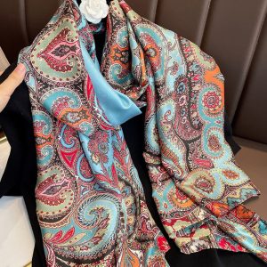 Blue Chic Printed Silk Scarf – HeadScarf.pk
