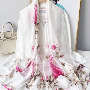 Peach Chic Printed Silk Scarf – HeadScarf.pk