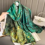 Spruce Green Printed Silk Scarf – HeadScarf.pk