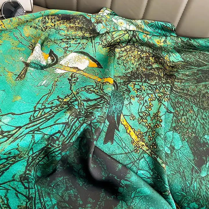 Spruce Green Printed Silk Scarf – view 2