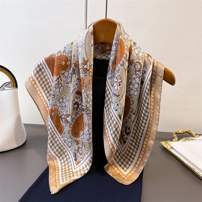 Brown Elite Satin Silk Neck Scarf – view 2