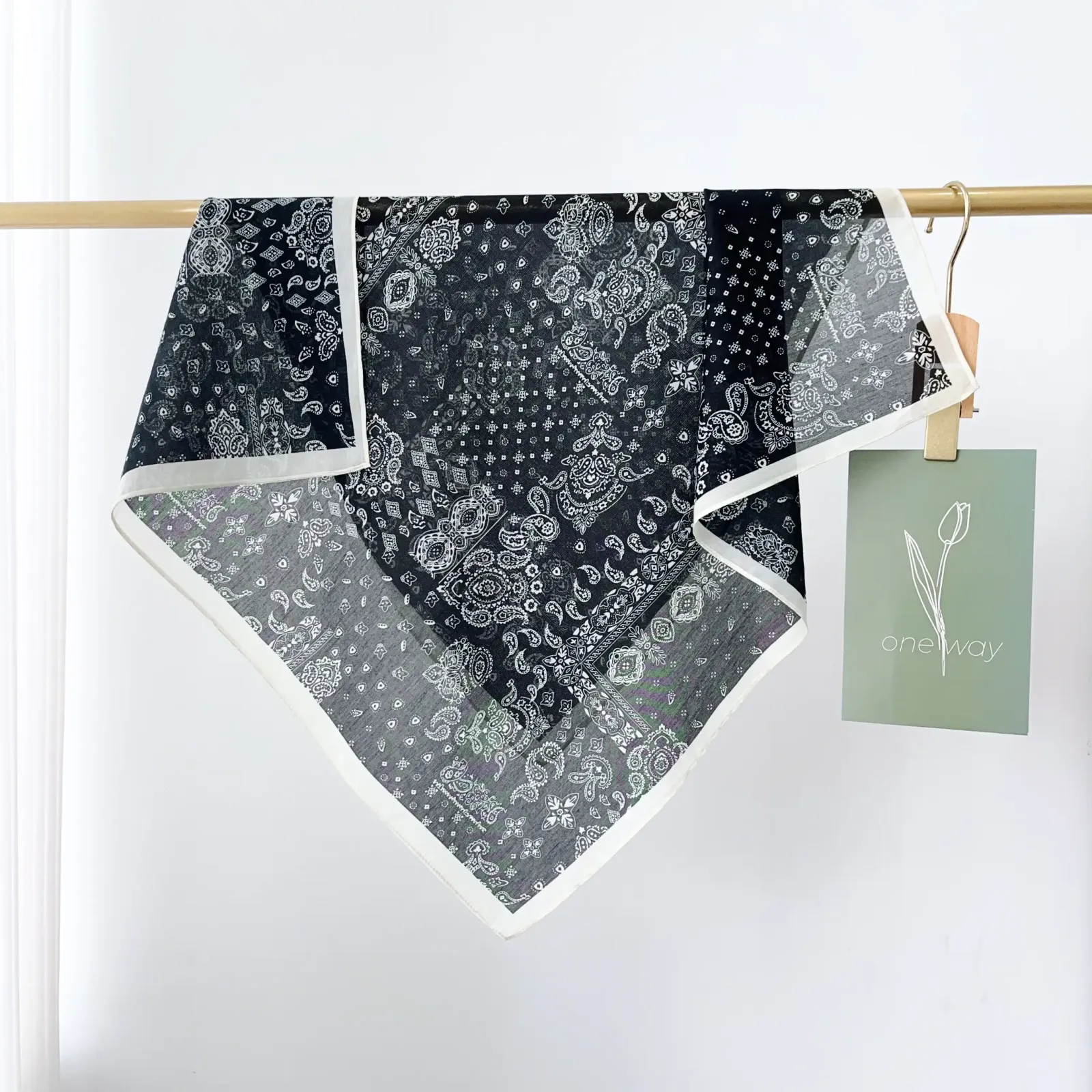 Black Cotton-Blend Bandana Scarf – view 2