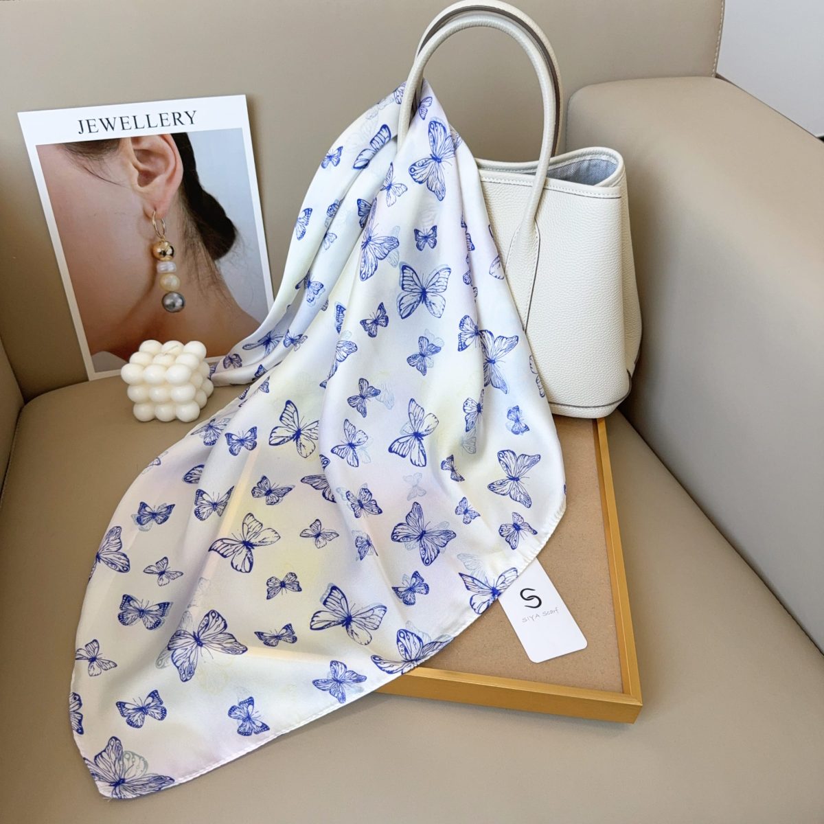 White Luxe Satin Silk Neck Scarf 2 – view 2