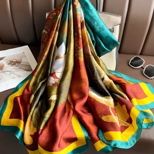 Blue Classic Printed Silk Scarf 2 – HeadScarf.pk