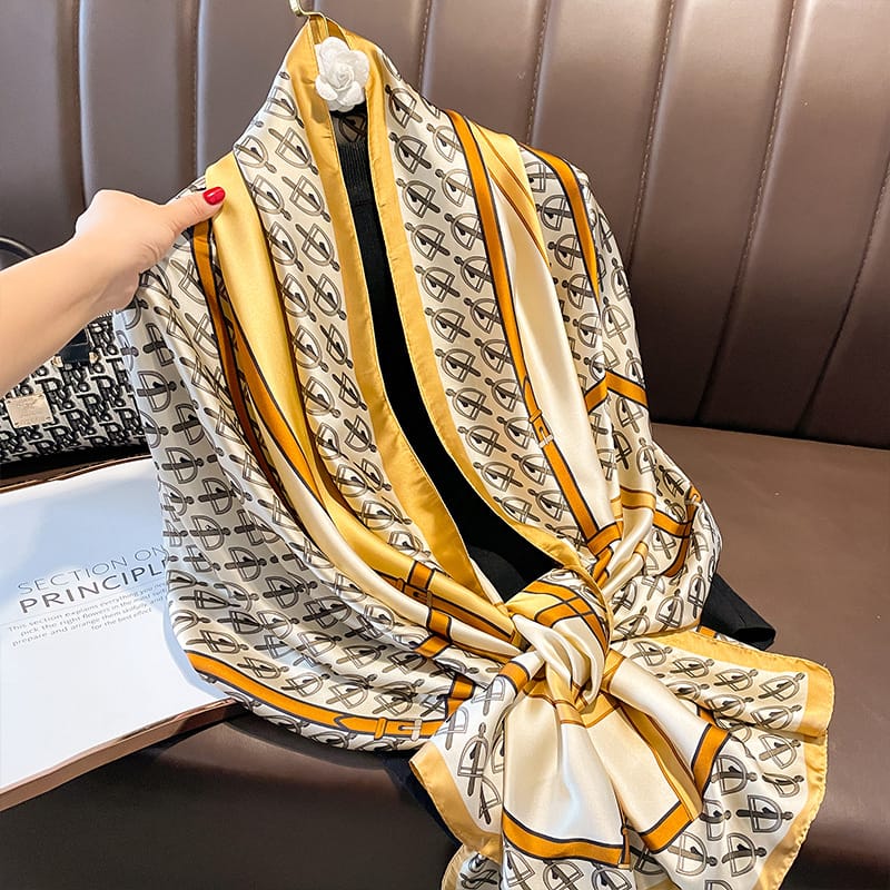 Brown Royal Printed Silk Scarf – view 2