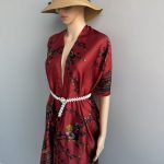 Burgundy Silk Cape Shawl with Belt – view 2
