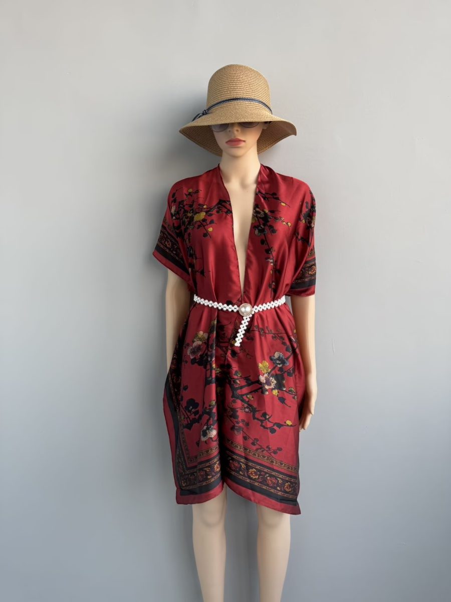 Burgundy Silk Cape Shawl with Belt – HeadScarf.pk
