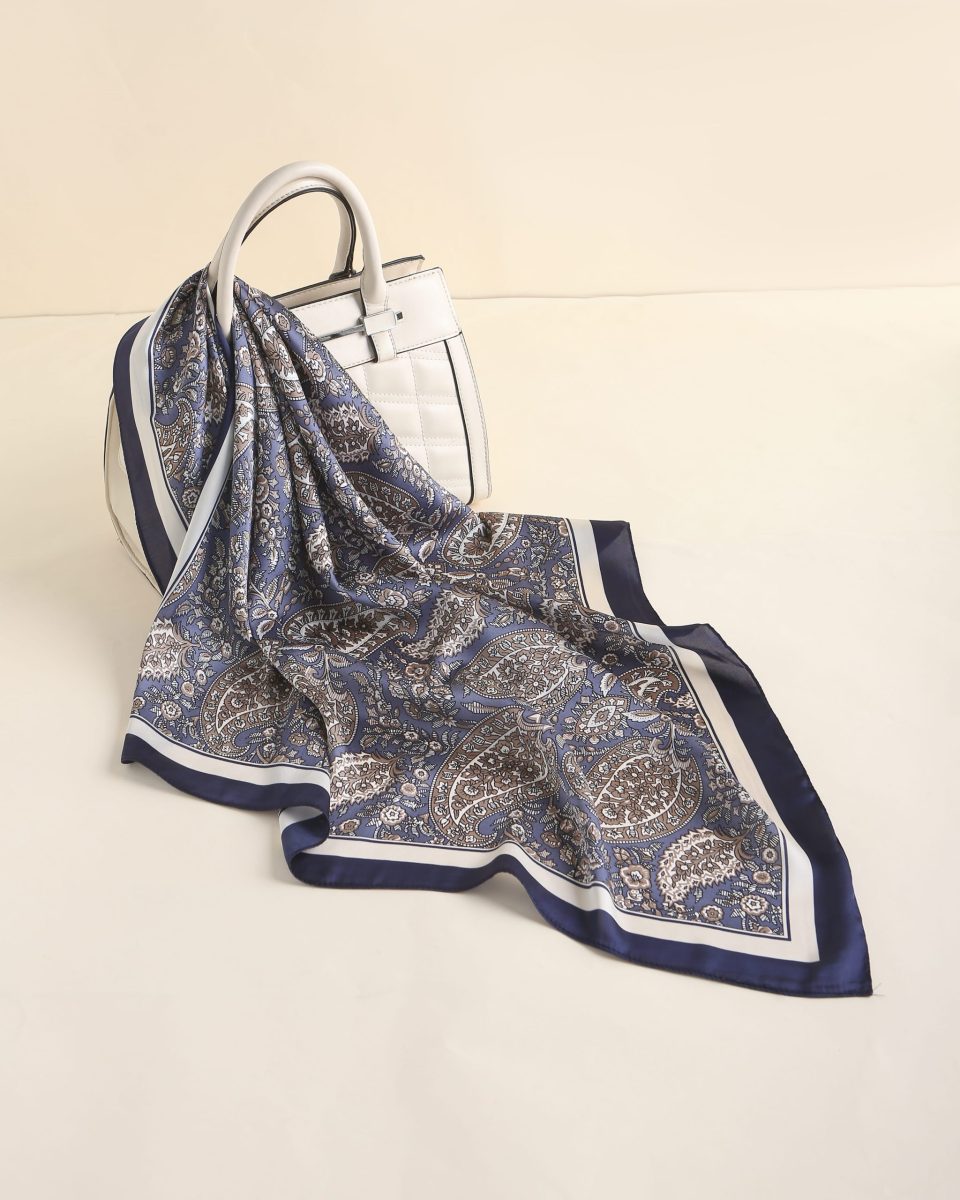 Gray Satin Silk Neck Scarf – view 2