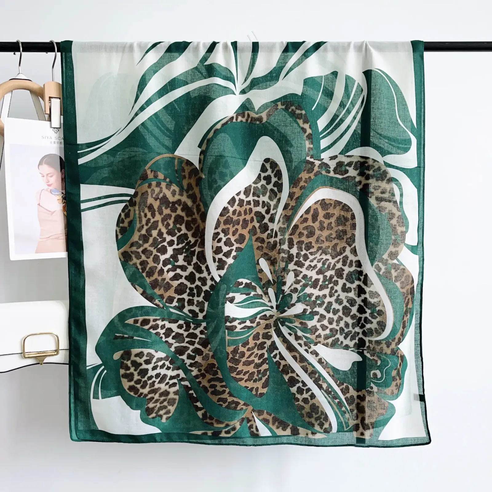 Green Elegance Printed Cotton Scarf – view 2