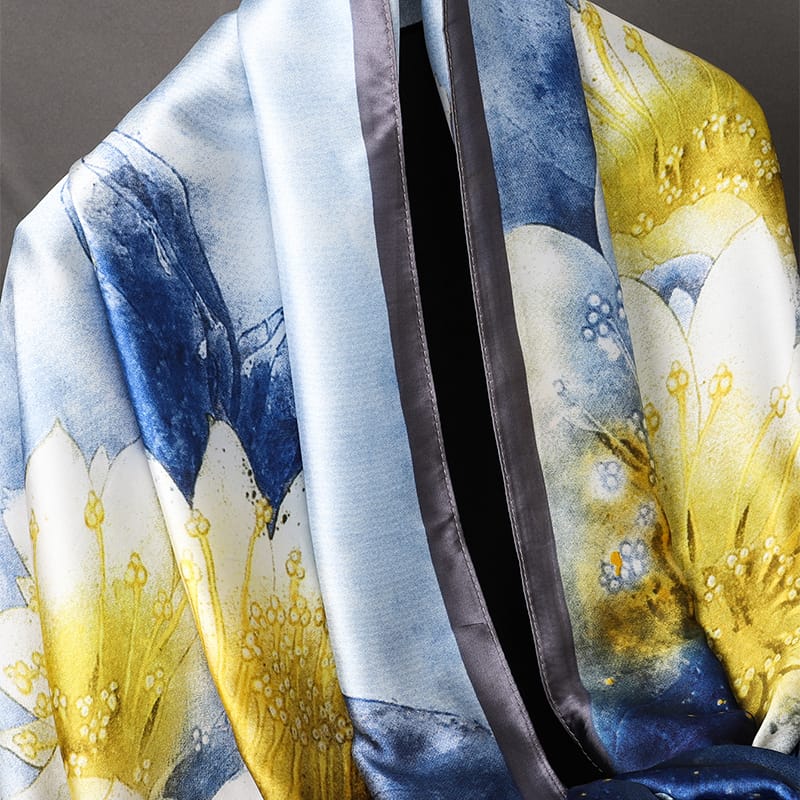 Blue Elegance Printed Silk Scarf – view 2