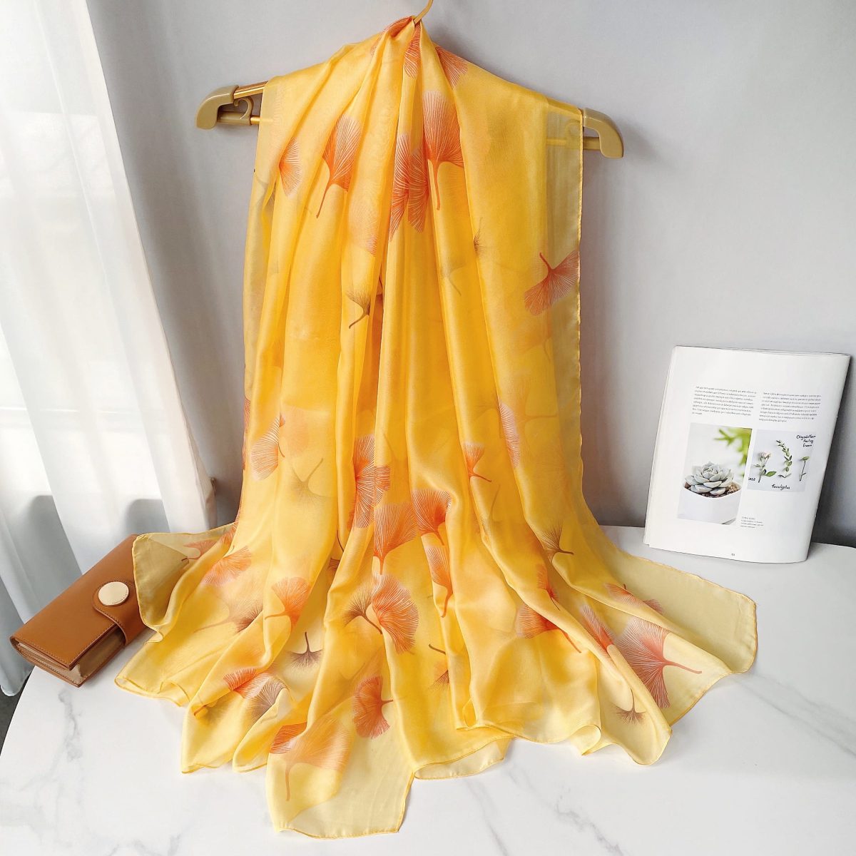 Yellow Aura Printed Chiffon Scarf – view 2